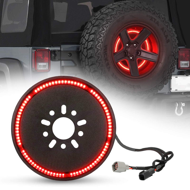 SUPAREE Plug and Play Spare Tire Brake Light Wheel Light 3rd Third Brake Light fit for Wrangler 2007-2018 JK JKU YJ TJ,Red Light - Image 1